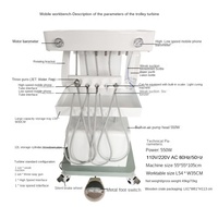 Unité dentaire vétérinaire portable compacte, chariot dentaire mobile, machine dentaire vétérinaire avec détartreur et polisseur
