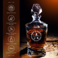 Coffret Cadeau avec Carafe en Verre Transparent 800ML et Pierres à Whisky Réutilisables en Stock dans un Entrepôt Américain, dans une Boîte en Bois de Pin