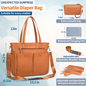 Bolsa de Pañales de PU, Mochila de Gran Capacidad, Moderna, Resistente al Agua, con Cierre de Cremallera, Personalizable, <span class=keywords><strong>para</strong></span> Bebés - Product Image 2
