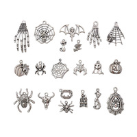 Breloque tibétaine en forme de crâne, 1 pièce, pour fabrication de Bracelets et colliers, DIY, couleur argent, pendentif Halloween