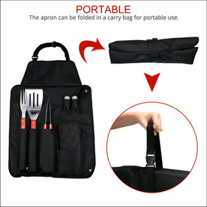 Outdoor BBQ neck-hanging tableware storage <b>bag</b>, wear-resistant and stain-resistant picnic apron, canvas picnic work clothes. - Product Image 2