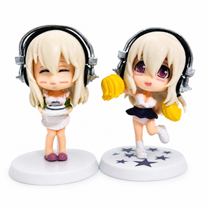 Figura de <span class=keywords><strong>Anime</strong></span> Chibi de Chica con Audífonos Kawaii, Adorno de Escritorio de PVC, Figura de Acción Coleccionable, Venta al por Mayor OEM - Product Image 1