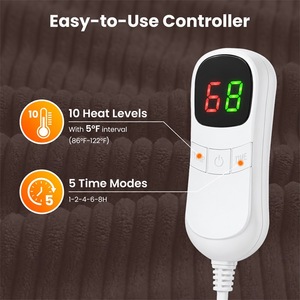 Manta Eléctrica de Felpa con Control de Temperatura, Color Gris Sólido, para Uso Doméstico en Otoño e Invierno - Product Image 5