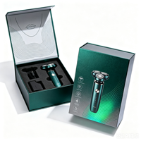 Boîte cadeau personnalisée pour rasoir homme, boîte rigide en carton argenté métallisé avec impression UV inversée, emballage de luxe pour rasoir, boîte de présentation haut de gamme