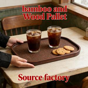 Plateaux de style rétro en bambou et bois à bords ronds pour cafés, plateaux à desserts, plateaux à thé domestiques, plateaux pour thé à sec, vente en gros - Product Image 6