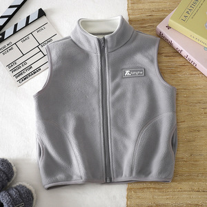 <span class=keywords><strong>Gilet</strong></span> en polaire de classe A pour enfants, garçons et filles, taille moyenne à grande, col montant, fermeture éclair, couleur unie épaissie - Product Image 4