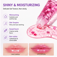 Gloss à lèvres hydratant à paillettes étoiles RTS 10ml, effet brillant, tube souple, 13 couleurs, faible MOQ, vente en gros, logo personnalisé