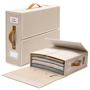 Organizadores de sábanas y bolsas de almacenamiento para sábanas debajo de la <span class=keywords><strong>cama</strong></span> o armario Cajas de almacenamiento con asas dobles y etiquetas de organización - Product Image 1