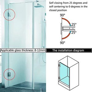 Nhà Máy Tùy Chỉnh Hiện Đại 90 ° Kính Tắm Nhiệm Vụ Nặng Nề Sửa Chữa Clip Cửa Kính Bản Lề Màu Đen Thép Không Gỉ Brass Phụ Kiện Phần Cứng - Product Image 5