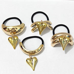 Banda Elástica para el Cabello de Metal Curvado a la Moda, Banda de Goma Geométrica Elegante para Mujer - Product Image 1