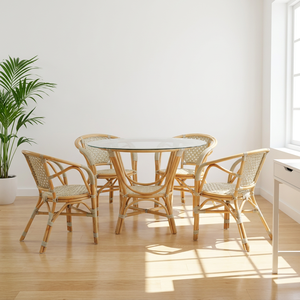 Ensemble de salle à manger en rotin Pelangi Bistro, table élégante et moderne avec chaises pour une expérience culinaire élégante, confortable et contemporaine à la maison ou à l'hôtel - Product Image 3