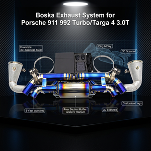 Système d'échappement OEM Boska pour Porsche 911 992 Turbo/Targa 4 3.0T 2020-2023, Downpipe SUS304, silencieux arrière léger en titane - Product Image 1