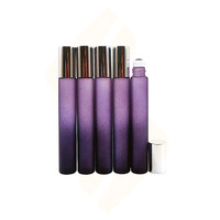 Vente en gros emballage cosmétique exclusif de 10ml 1/3 oz en verre dégradé coloré rose violet sur une bouteille de parfum à bille roulante