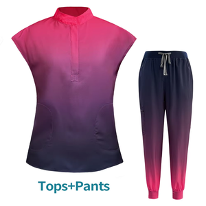 Ensemble de blouses d'infirmière élastiques de couleur dégradée pour femmes pantalons de jogging avec uniformes pour médecins vêtements d'hôpitaux - Product Image 2