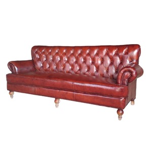 Sofá Chesterfield Premium de 3 Plazas, Cuero Genuino, Estilo Vintage, Tapizado con Botones, Mueble de Lujo para Sala de Estar, Diseño Clásico - Product Image 3