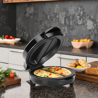 Machine à omelette et frittata antiadhésive noire et en acier inoxydable 2 capacités de service individuelles avec plaques à gaufres interchangeables
