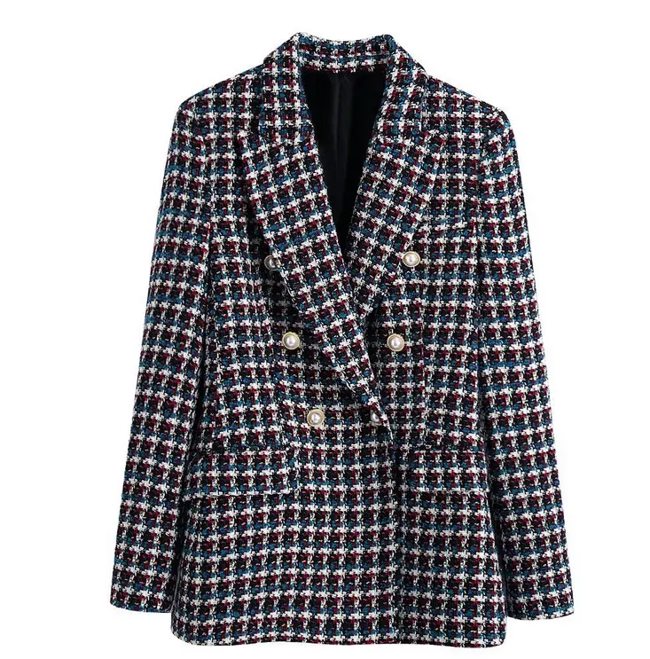 Runwaylover 234 Double Breasted 2022 Women Fashion Plaid Trench Coats