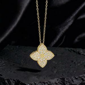 Collier pendentif en alliage plaqué or avec fleur de jade sertie, style classique, unisexe, pour usage quotidien, bijou de mode, cadeau - Product Image 2