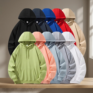 <b>Men</b> Solid Color Hooded <b>Sweatshirt</b> Regular Fit Cotton French Terry Casual Autumn Wear Pocket Design Knitted Hoodie - Product Image 2