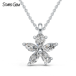 Starsgem-Collier pendentif unisexe en or massif 10 ct, forme fantaisie, taille poire, diamant cultivé en laboratoire, couleur D blanche - Product Image 2