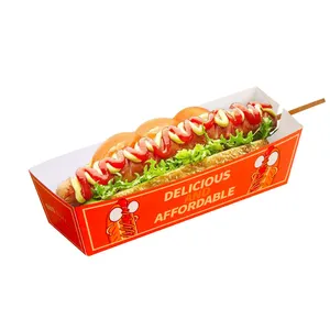 Fabriek Groothandel Op Maat Gemaakte Voedseldoosjes Hotdog Papierlade Caixas De Embalagens Koreaanse Corn Dog Verpakking Sandwich