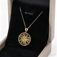 Collar con Colgante de Gota de Agua Atrapasueños Clásico de Oro Sólido de 18K Personalizado, Diseño Hueco, Joyería Fina de Oro Saudí