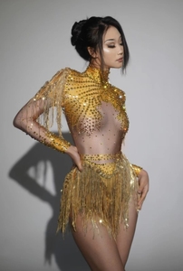 Combinaison de danse de compétition pour fille, nouvelle collection 2025, design tendance, strass, pour la danse latine - Product Image 4