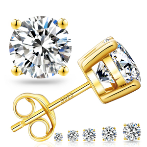 Boucles <span class=keywords><strong>d</strong></span>'oreilles en moissanite pour filles, argent sterling 925, coupe ronde, <span class=keywords><strong>diamant</strong></span> de laboratoire cultivé, moissanite pour femmes <span class=keywords><strong>et</strong></span> hommes, plaqué <span class=keywords><strong>or</strong></span> <span class=keywords><strong>blanc</strong></span> - Product Image 6