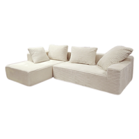 Sofá Cama Modular de Tres Plazas en Forma de L, de Espuma Comprimida y Tapizado en Corduroy, Estilo Japonés Moderno y Lujoso, Precio de Fábrica
