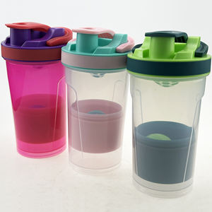 נייד כושר שכבה כפולה חלבון אבקת מיקסר בקבוק שייקר בקבוק עם כדור ומכל קטן - Product Image 2