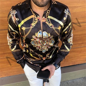 เสื้อเชิ้ตผู้ชายทรงเข้ารูปแบบใหม่สำหรับฤดูใบไม้ร่วงและฤดูใบไม้ผลิ ผ้ากันยับ ระบายอากาศได้ดี พิมพ์ลาย 3 มิติ สไตล์ลำลอง แขนยาว - Product Image 4