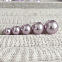 Perles en verre demi-percées couleur lavande, imitation perle, pour la fabrication de bijoux et boucles d'oreilles DIY
