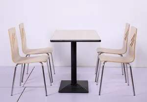Standard Size Restaurant Table Furniture Dining Curved Table Seat Wooden Canteen Tables And Chairs