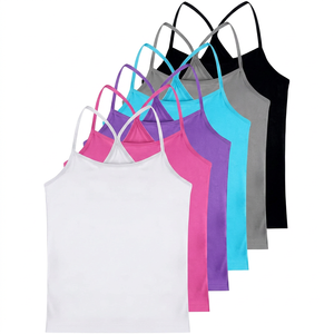Débardeurs de danse sans manches à dos croisé pour enfants, blanc, rose, violet, bleu, gris, noir – Tenues de scène et d'entraînement pour danseurs - Product Image 1