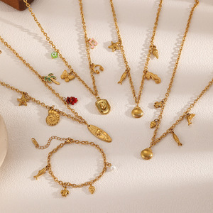 ชุดสร้อยคอรูปปลาดาวและเปลือกหอย ทำจากสแตนเลส ชุบทอง 18K สำหรับผู้หญิง เหมาะสำหรับงานปาร์ตี้ เครื่องประดับแฟชั่น - Product Image 1