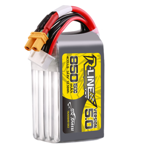 แบตเตอรี่ Tattu R-Line V5.0 150C FPV Lipo พร้อมเทคโนโลยี Al boehmite สำหรับคอปเตอร์สี่ใบพัดนักแข่งรถมืออาชีพ - Product Image 1