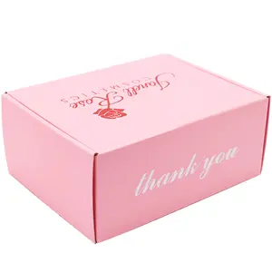 Cajas de cartón de boutique con logotipo personalizado, conjunto de cosméticos rosa, caja de embalaje corrugado para el cuidado de la piel, venta al por mayor