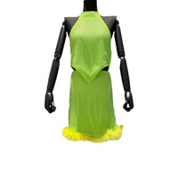 Socialite Banquet haute qualité diamant intégré Sexy licou haut plume d'autruche hanche jupe Net perceuse costume pour les femmes ensemble