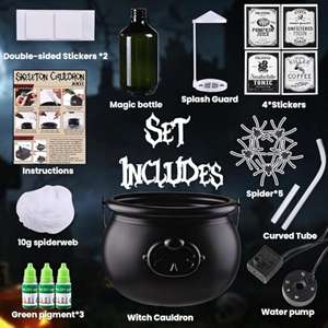 Yachen, nuevas botellas de poción flotante mágica con fabricante de niebla, Caldero de brujas de Halloween, juego de cuenco de poción flotante negro DIY - Product Image 6