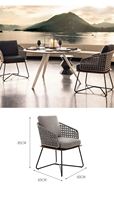Chaise longue en rotin PE au design moderne et tout temps Mobilier de patio extérieur Salle à manger de jardin Cadre en fer Villa École