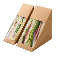 Vente en gros Boîte à sandwich emballage sandwich en papier kraft avec fenêtre emballage de pain petit déjeuner pain dessert