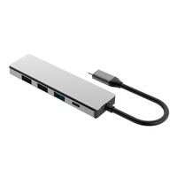 Divisor USB Tipo C para Laptop, Hub USB-C de 5 Puertos, Expansor de Transferencia Rápida de Datos 4K para PC con Windows y Mac Compatibles, Aleación de Aluminio