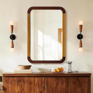 Contemporary <b>Rectangular</b> Wooden <b>Wall</b> <b>Mirror</b> Rounded Corner Decorative Accent <b>Mirror</b> for Living Room Entryway Home Decor - Product Image 3