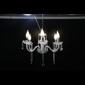 Lustre suspendu en acrylique et cristal à 15 têtes, Or et Argent, alimenté par courant alternatif, pour la décoration de hall et les événements communautaires, éclairage de plafond chaleureux - Product Image 5