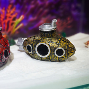 Decorazione per Acquario Little Jolla in PVC Ecologico, Paesaggio Subacqueo con Pesci e Gamberetti Artificiali, Decorazione in Pietra a Forma di Barca - Product Image 4