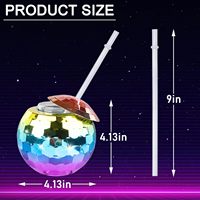 Gobelet réutilisable YACHEN en argent et or rose de 20 oz, gobelets à boule disco flash avec couvercle et paille pour discothèque, bar, fête, décoration