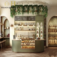 Meubles de boulangerie sur mesure pour boulangerie verte, vitrine à gâteaux, desserts et pains, comptoir de présentation en verre pour boulangerie