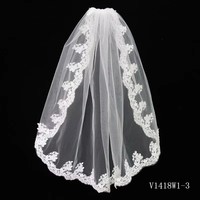 Voile de mariée V1418W1-3 avec dentelle et strass pour la fête de mariage