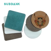 Sous-banque en gros personnaliser Sublimation dessous de verre/cercles et carrés blanc mode en cuir Sublimation dessous de verre