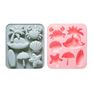 6-Cavity <b>Beach</b> Theme Nonstick Silicone Cake Molds Food-Grade Reusable Cute Silicone Magnetic Chocolate, Candy & Ice DIY Mold - Product Image 1
